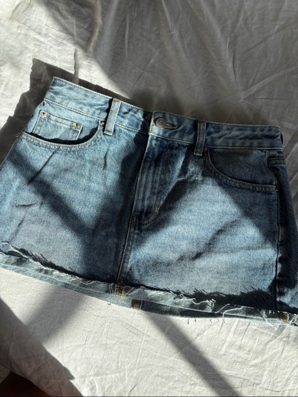 PacSun Light Blue Denim Mini Skirt with folded bottom